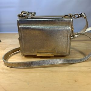 VINCE CAMUTO METALLIC GOLD LEATHER CROSS BODY BAG